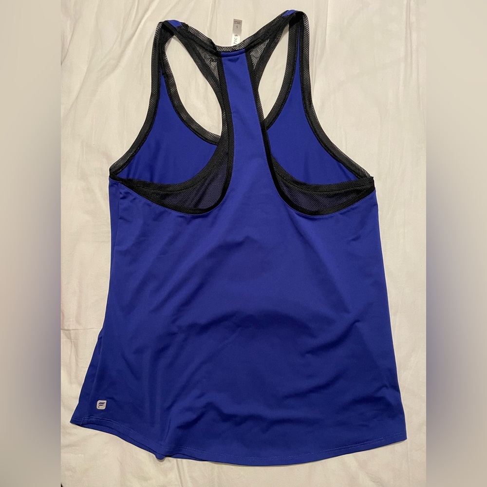 Fabletics royal blue and black mesh racerback tank